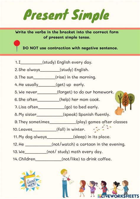 present simple liveworksheets grade 2